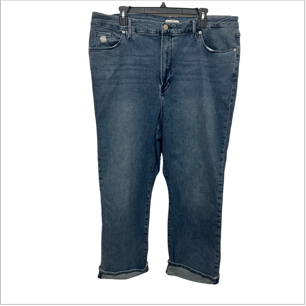 Good American Classic Blue Denim Straight leg Jeans new without tags size 24